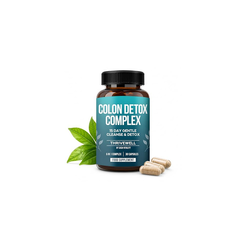 Sash Vitality Colon Detox Complex - 15 Day Colon Cleanse Detox With Probiotics & Psyllium Husk Powder For Gut Cleanse, Constipation, Bloating Relief