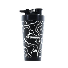 GT OMEGA WAVE Insulated Shaker - 650ml, Leak-Resistant, Double-Walled Design, with Built-in Mixing Ball, Compact and Durable
