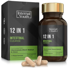 12 in 1 Parasite Cleanse - 1500mg Wormwood, Black Walnut and Clove + 9 Key Ingredients for Digestive & Liver Support - High Strength Natural Dewormer