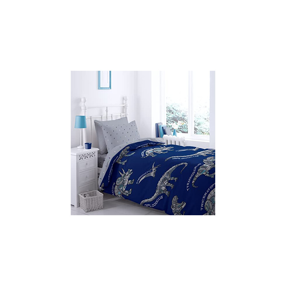 Catherine Lansfield Dinobot Duvet Cover Set 140 X 220 + 60 X 70 Cm