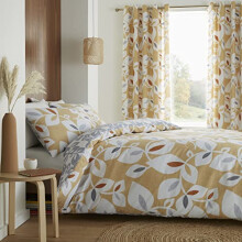 Catherine Lansfield Inga Leaf Gold Duvet Cover Set 200 x 220 + 60 x 70 (2)