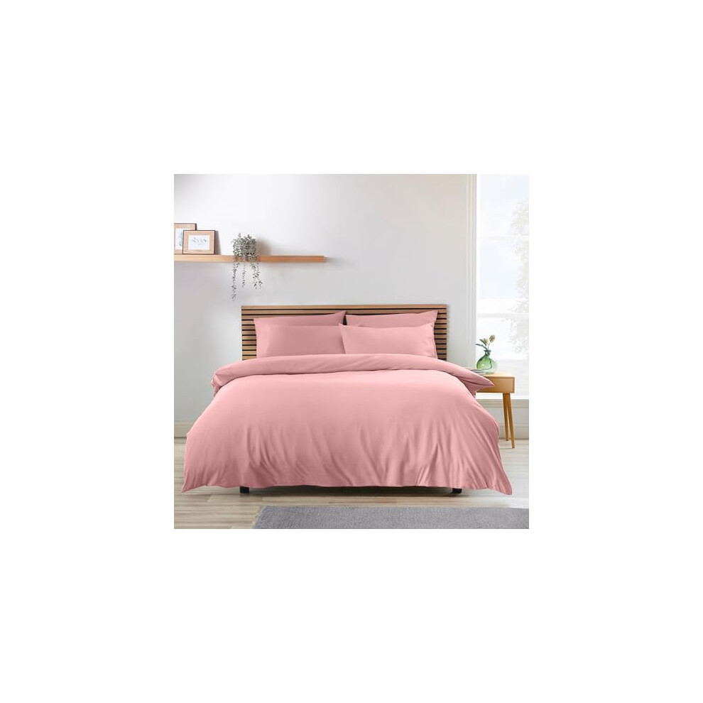 Catherine Lansfield So Soft Non-Iron Super King Duvet Cover Set With Pillowcases Coral