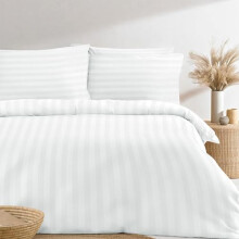 Simply Amelia King Size Duvet Cover Sets Premium Hotel Quality 100% Brushed Cotton White Satin Stripe Quilt Cover Set with Pillowcases Quilt Bedding