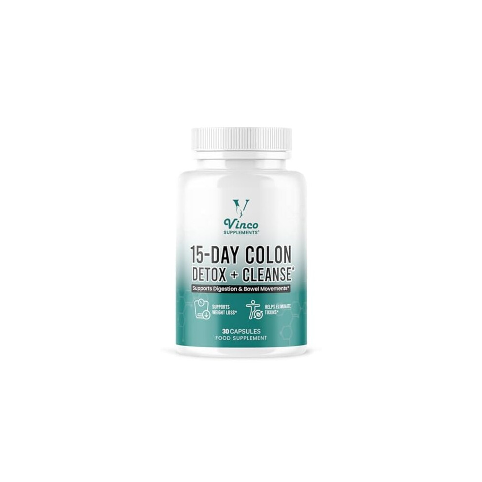 Vinco Supplements Vinco Colon Cleanse 15 Day Detox - Supports Weight Loss - Eliminates Toxins - Relieves Constipation & Bloating - Probiotics For Gut Health - Promotes