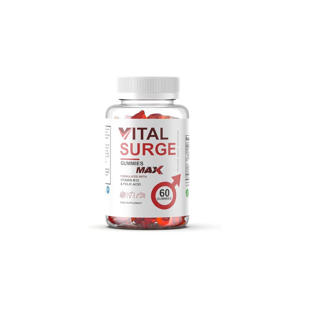 Slim Warriors Vital Surge Max Testo Gummies For Men Â Natural Energy, Vitality & Stamina Support, Vegan, 60 Gummies,