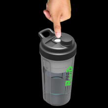 PRO Rapid Protein Shaker Bottle | 600ml Shaker Bottle | Protein Shake Bottle with Push-Button Powder Mixing Compartment | Clump-Free Shaker for