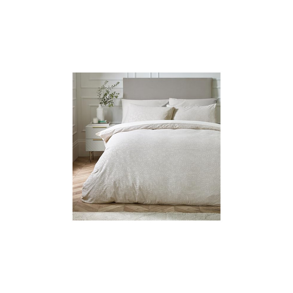 Catherine Lansfield Corded Leaves King Duvet Cover Set With Pillowcases Champagne Gold