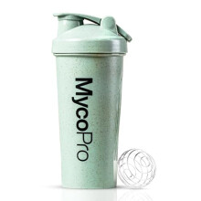 MycoPro Protein Shaker Bottle 600ml | Mint Green | 50% Wheat Straw | BPA Free | Leakproof | Stainless Steel Blending Ball | Dishwasher Safe | Eco