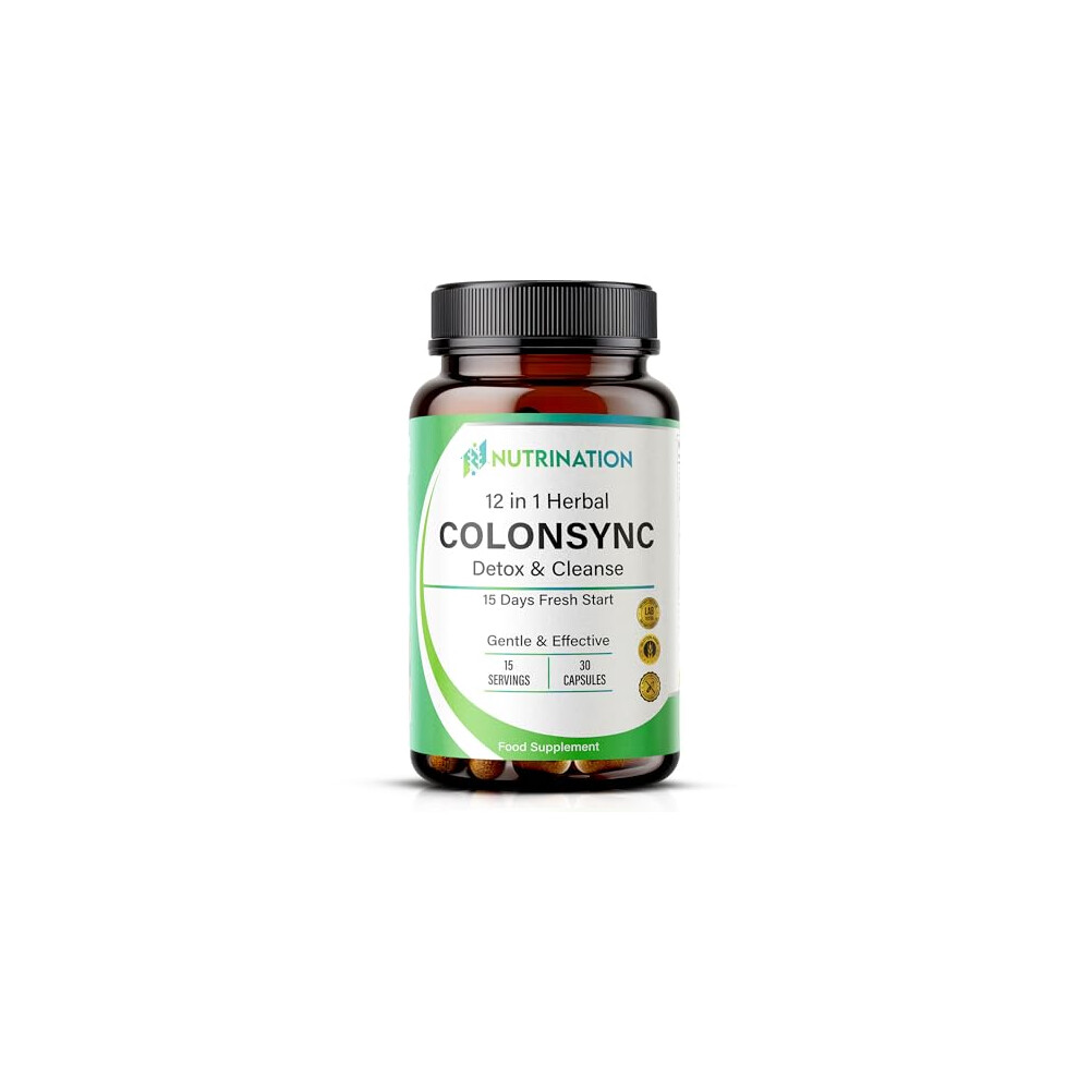 Nutrination Colon Cleanse Tablets Â 12-In-1 Herbal Colon Detox For Gut Cleanse & Bloating Relief | Supports Weight Loss & Regularity | Psyllium, Triphala, Aloe