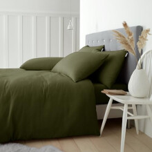 Catherine Lansfield Brushed Cotton Single Duvet Cover Set with Pillowcase Green