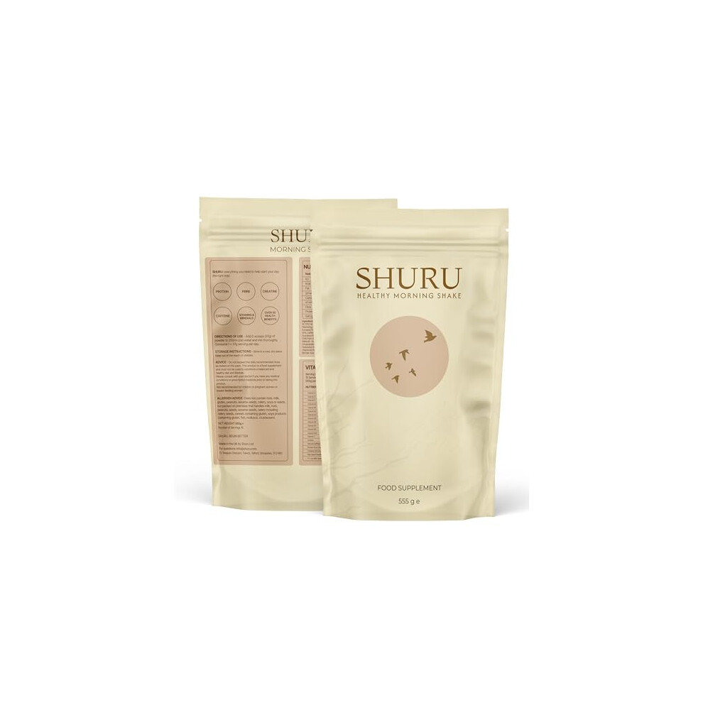 Shuru Pea Protein Breakfast Shake, High Protein Morning Shake With Creatine And Natural Caffeine, 15 Vitamins And Minerals, 21G Protein, Low Sugar,