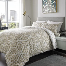 ED Flannelette Printed Duvet Cover Set | 100% Brushed Cotton Flannel Fleece | Reversible Bedding Quilt With Pillowcases (Mocha Stars, Single)
