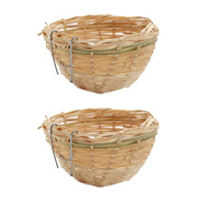 Baoblaze 2pcs Bamboo Canary Nest toy Finch Breeding Nesting Hanging Onto Cage