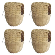 Moondown Farm Finch Nest Box Wicker with Hooks 4 Pack 11 x 11 x 15