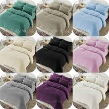Voice7 Soft Teddy Fleece Duvet Set with One Pillow Case - Super Snugly Warm And Cosy Quilt Cover Sets UK Size (Single Duvet Set, Color Silver)