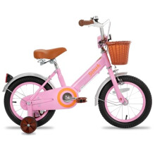STITCH Vintage 14 inch kids bike for 3-5 years girls, 14 inch girls bike with stabliser and basket, pink