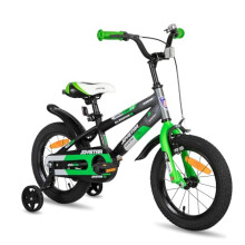 JOYSTAR New Berry 14-inch children's bike for boys and girls aged 3 to 5 years, 14-inch children's bike with training wheels and basket, green