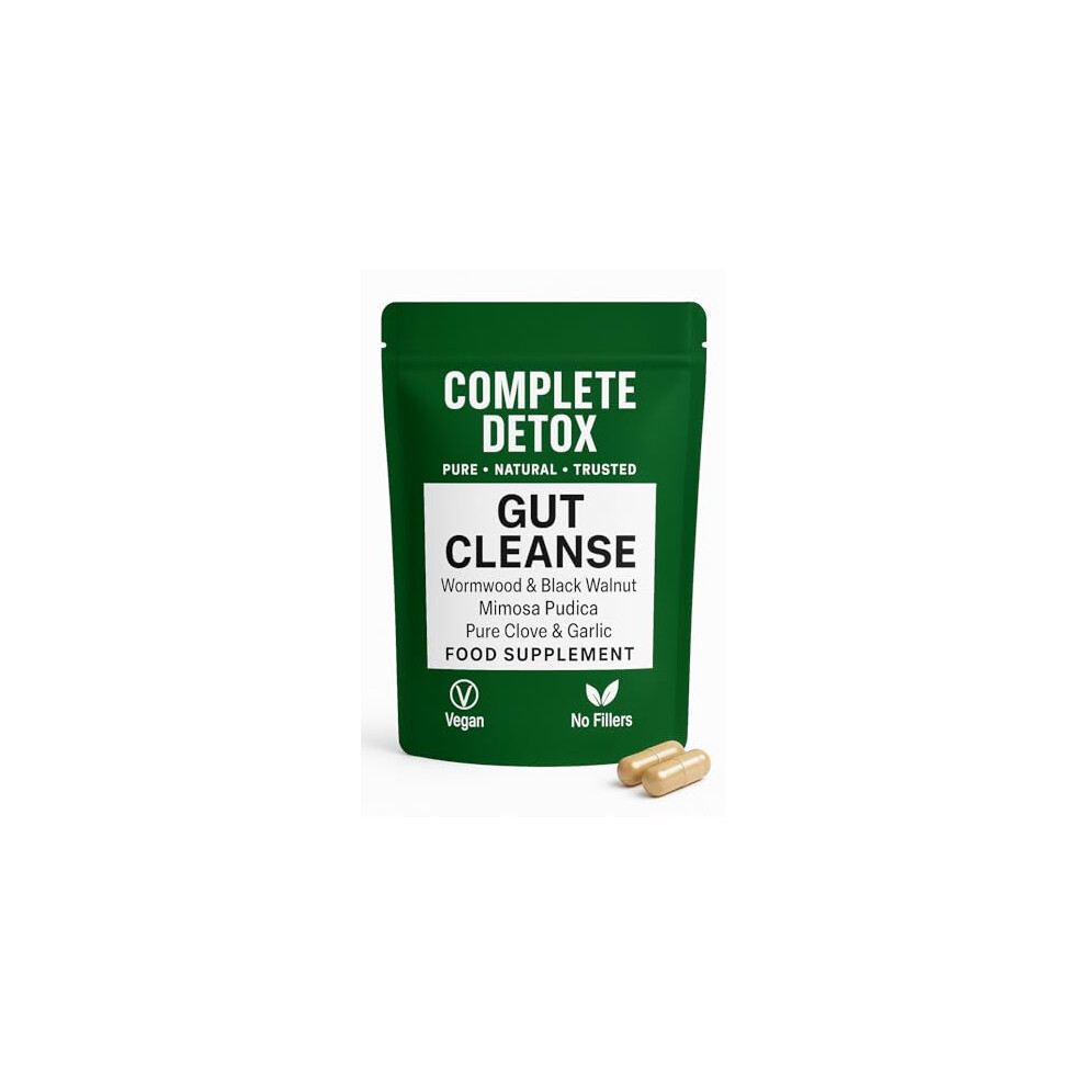Complete Detox Gut Cleanse For Humans Â 120 Vegan Capsules Â Wormwood, Black Walnut, Clove, Garlic & Mimosa Pudica Â 100% Natural Herbal