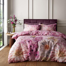 Catherine Lansfield RHS x Rosemoor Floral So Soft Double Duvet Cover Set with Pillowcases Pink