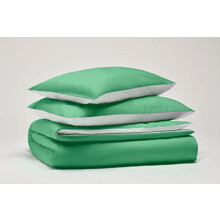 SWEET HOME Pantone 155 x 200 cm 100% Cotton Percale 200 Thread Count Single Duvet Cover Set - Double Sided Light Green/White