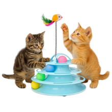 Mobiclinic Pets Cat Toy Interactive Catplay, Sensory Stimulation, 4 Levels, 4 Balls, Easy to Assemble, 12 x 24 x 16.5 cm, Interactive Tower for