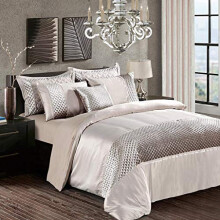 swift 3 Piece Fancy Duvet Cover Sequin Bedding Set with Pillowcase Silky Glittery Velvet (Mink, Double)