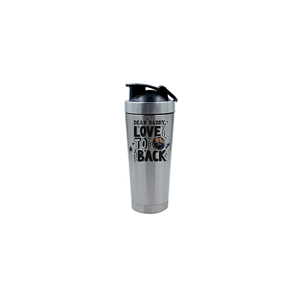 Getagift Personalised Dear Daddy, Love You To The Moon And Back, Dad, Godfather-Any Name/Image, FatherâS Day, Birthday Present 500Ml Aluminium