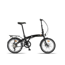 PACTO Four S - Folding Bike - Aluminum frame - Disc brakes - 6 gears - Fully equipped Dutch foldable bike - Black