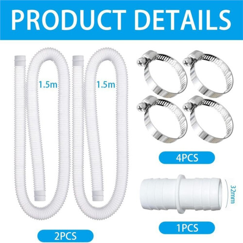Pool Filter Replacement Hose for Pools Diameter,Long Filter Pump Hose,Compatible with Pump 1