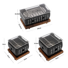 Japanese BBQ Grill Charcoal Barbecue Grills Aluminium Alloy Indoor Outdoor BBQ Grill Pan Barbecue Stove 12X12X11cm(S)