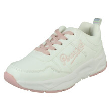(White, UK 12 Child) Girls Pineapple Casual Comfy Lace Up Trainers H2716
