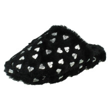 (Black, UK 8 Child) Girls Pineapple Fluffy Mule Slippers X3022