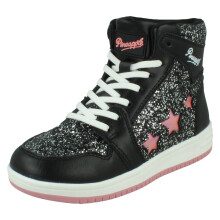 (Black, UK 13 Child) Girls Pineapple High Top Lace Up Trainers H2717