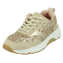 (Gold, UK 9 Child) Girls Spot On Glittery Trainers H2648