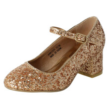 (Rose Gold, UK 12 Child) Girls Spot On Mary Jane Heeled Shoes H3091