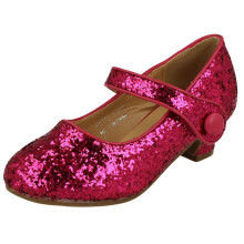 (Pink, UK 2 Child) Girls Spot On kitten Heel Ankle Strap Party Shoes H3089