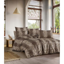 Nuit Des Rêves Single XL Quilt Cover Set (155 x 200 cm), Brown & Beige, 50% Cotton/50% Polyester, Machine Washable, 127 Thread Count, Button &