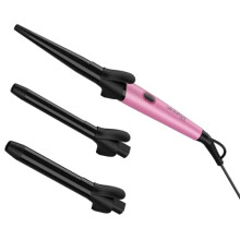 Lee Stafford Multi Barrel Curler | Ceramic Hair Curling Iron - 3 Interachangable Styling Tool Wands, Adjustable Heat Settings, Pro Beach Waves or Big