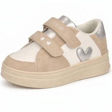 (Beige, UK 10 Child) Girls Elle Sport Heart Trainers H2725
