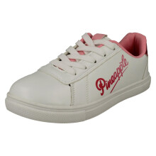 (White, UK 13 Child) Girls Pineapple Casual Comfy Lace Up Trainers H2653