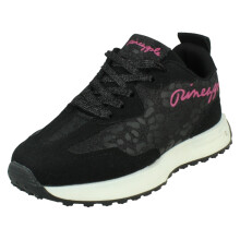 (Black Croc, UK 2 Child) Girls Pineapple Sparkly Glitter Casual Lace Up Trainers H2682