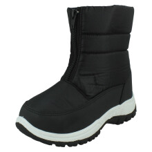 (Black, UK 11 Child) Childrens Boys/Girls Front Zip Fastening Snow Boots X4010