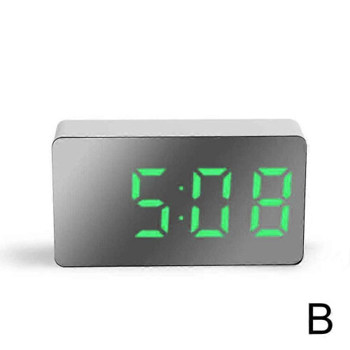 (White) Mini LED Mirror Clock Electronic Digital Travel Clock Practical Clock Portable