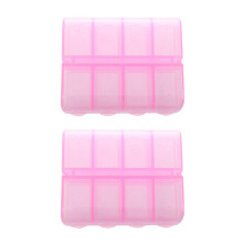 2X Plastic Rectangle 8 Compartments 7 Days Medicine Pill Box