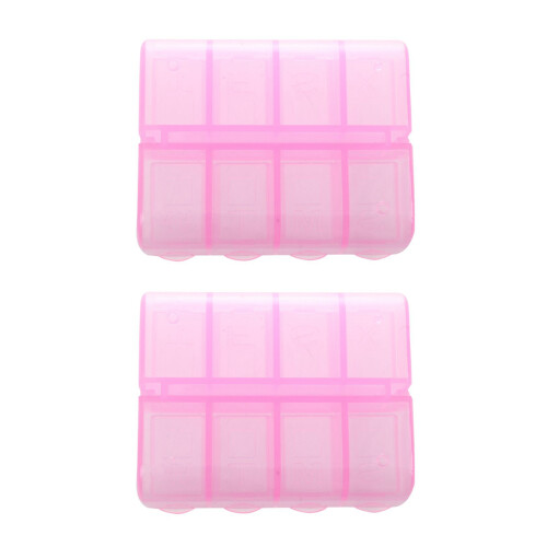 2X Plastic Rectangle 8 Compartments 7 Days Medicine Pill Box