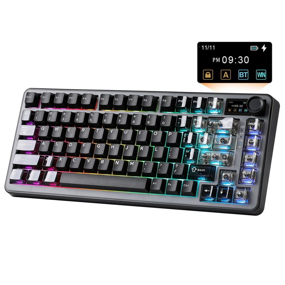 Yunzii B75 Pro Max Qmk/Via Wireless Mechanical Keyboard,75% Layout Whit Screen And Knob, Custom Hot Swap Gasket Structure, Creamy Pre-Lubed Switches, 5001047118678