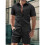 Completi da Uomo In Due Pezzi con Pantaloncini e Tuta A Maniche Corte Nero L 2