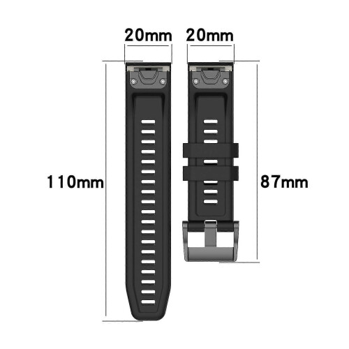 (Blue) Λουράκι ρολογιού σιλικόνης συμβατό με Garmin Fenix 5s 20mm 2
