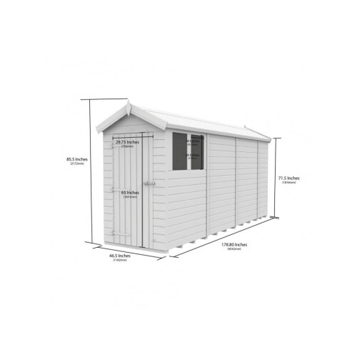 4 x 15 Apex Shed (Single Door, No Windows) 2