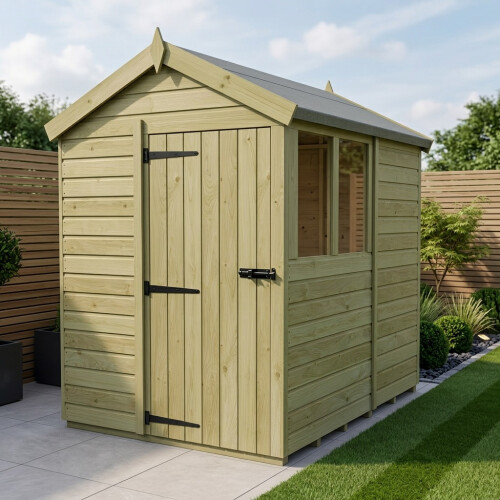 5 x 7 Apex Shed Tanalised (Single Door, With Windows)